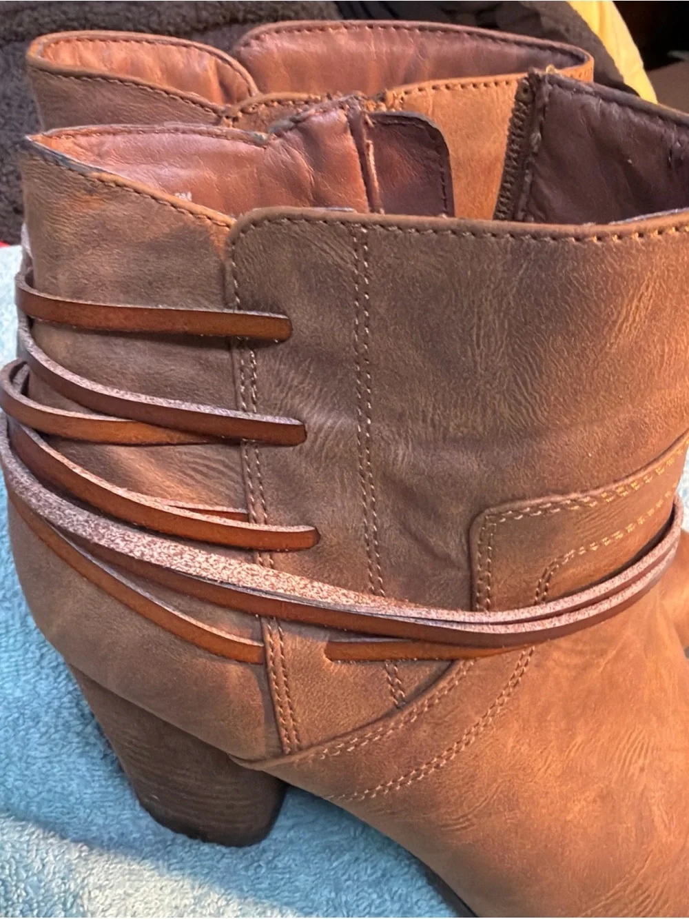Madden Girl Denice 9M Women's Brown Ankle Boot with Strappy Detail
